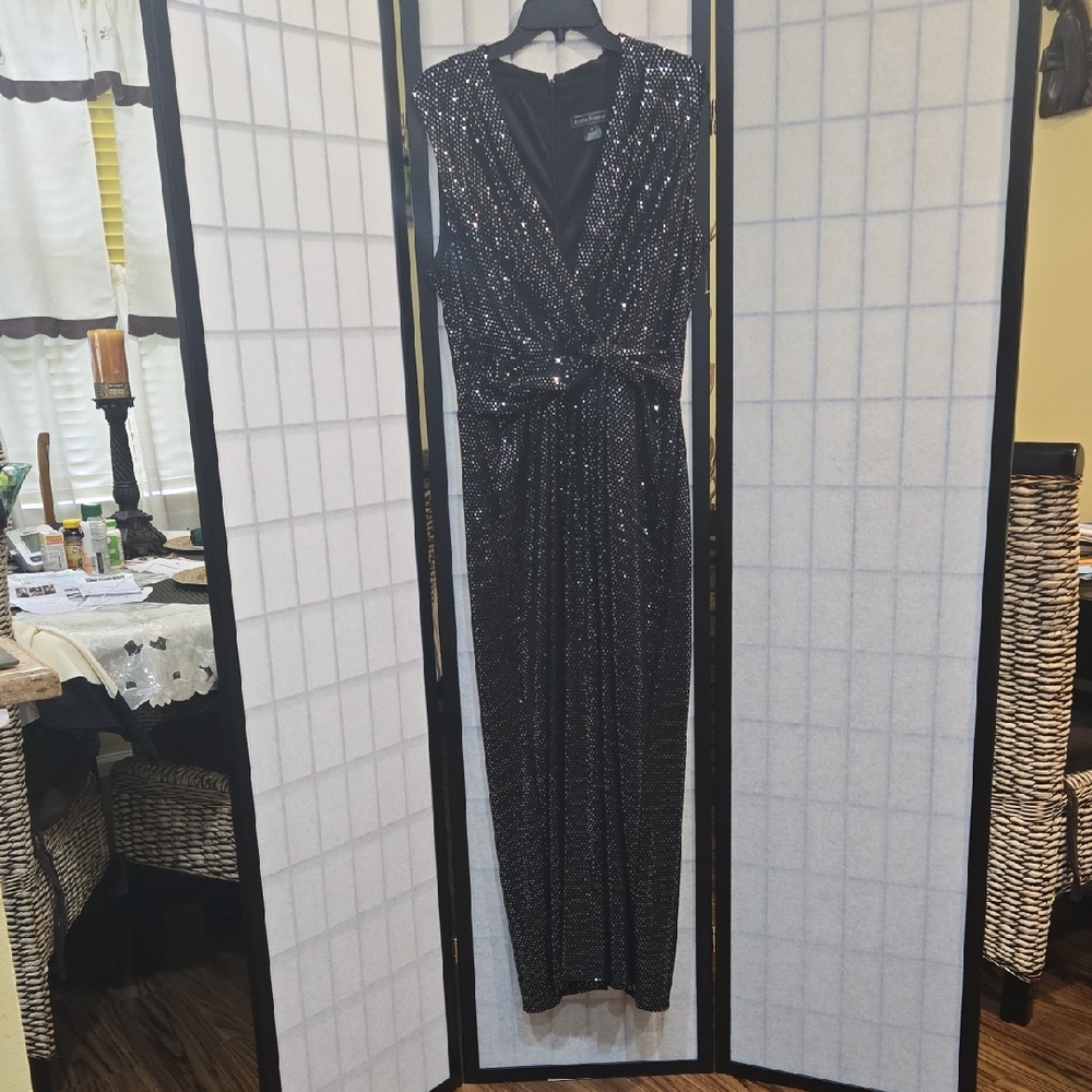 Jessica Howard Black and Silver Jumpsuit